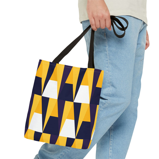 Geometric Yellow Navy Triangle Tote Bag — Modern Pattern AOP Tote
