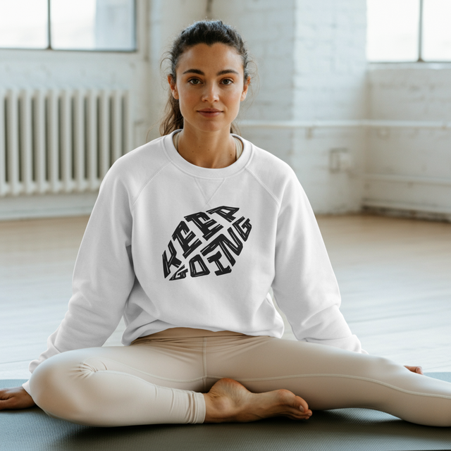 Keep Going Circle design sweatshirt | Motivational Typography, Distressed Black Print