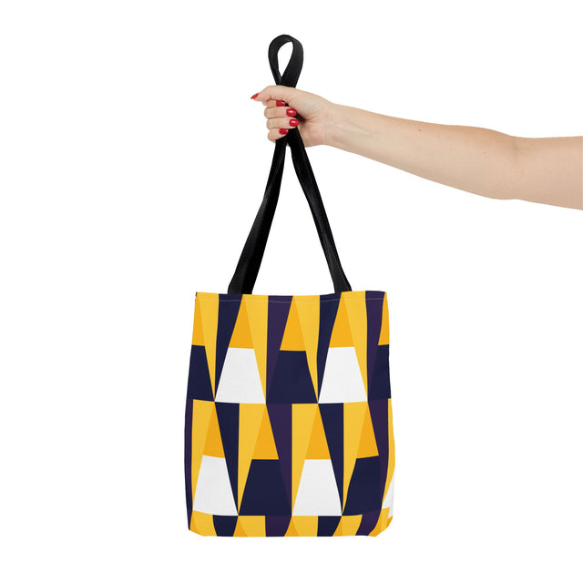 Geometric Yellow Navy Triangle Tote Bag — Modern Pattern AOP Tote