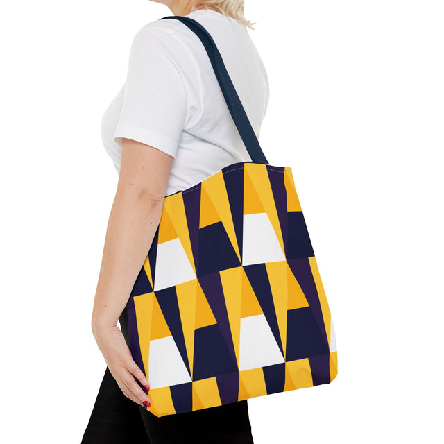 Geometric Yellow Navy Triangle Tote Bag — Modern Pattern AOP Tote