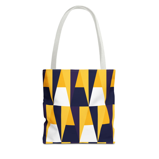 Geometric Yellow Navy Triangle Tote Bag — Modern Pattern AOP Tote