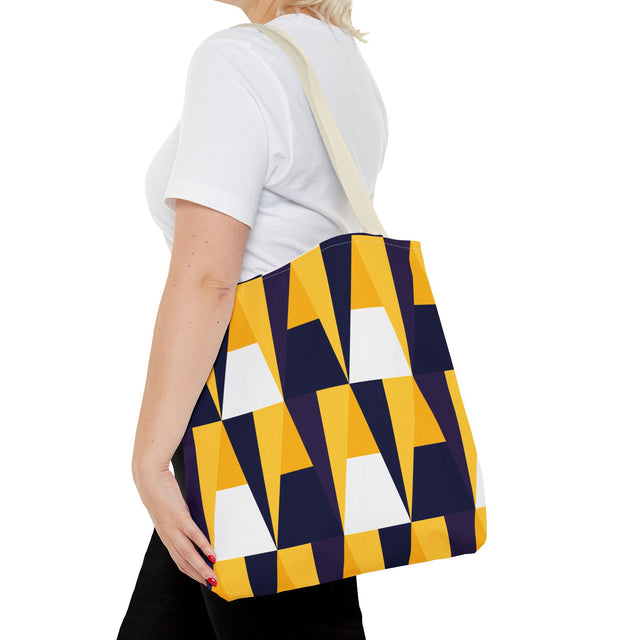 Geometric Yellow Navy Triangle Tote Bag — Modern Pattern AOP Tote