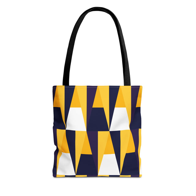 Geometric Yellow Navy Triangle Tote Bag — Modern Pattern AOP Tote