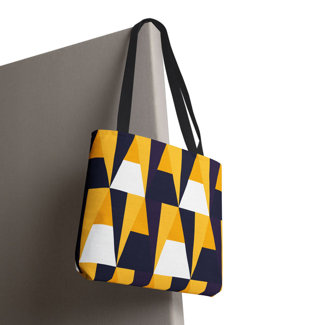 Geometric Yellow Navy Triangle Tote Bag — Modern Pattern AOP Tote