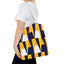 Geometric Yellow Navy Triangle Tote Bag — Modern Pattern AOP Tote