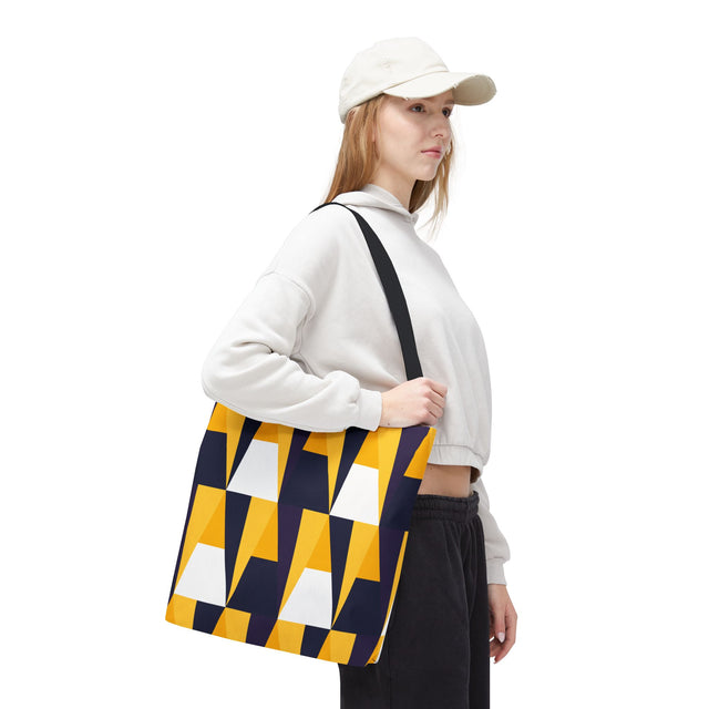 Geometric Yellow Navy Triangle Tote Bag — Modern Pattern AOP Tote