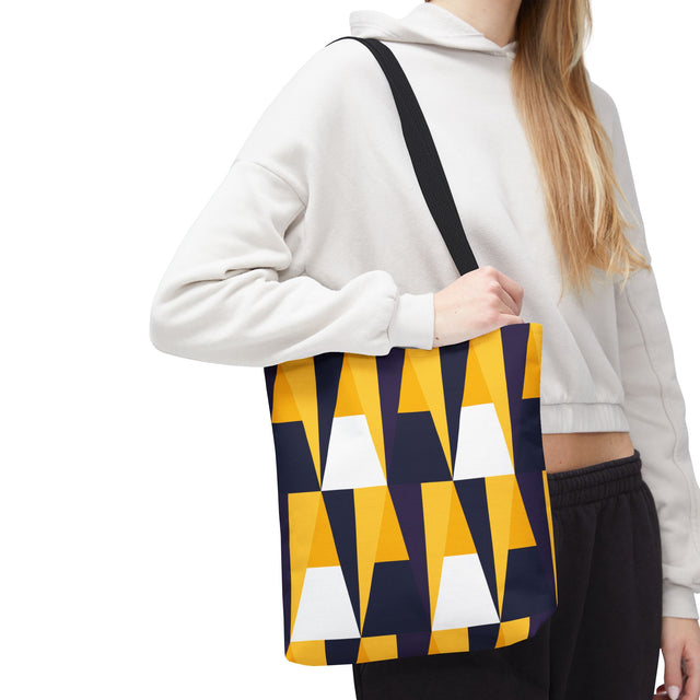 Geometric Yellow Navy Triangle Tote Bag — Modern Pattern AOP Tote