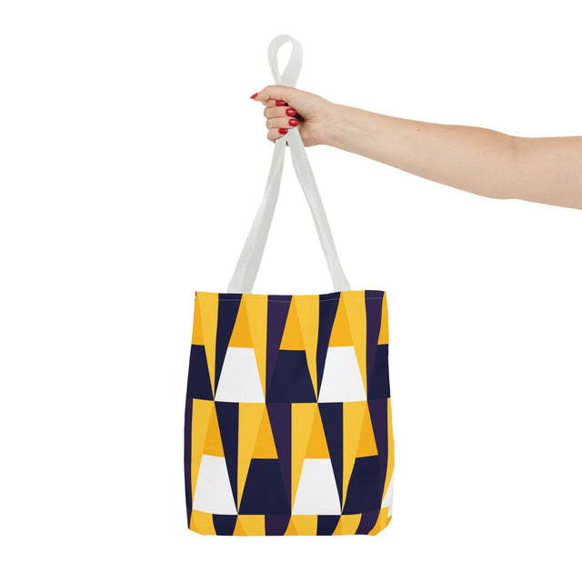Geometric Yellow Navy Triangle Tote Bag — Modern Pattern AOP Tote