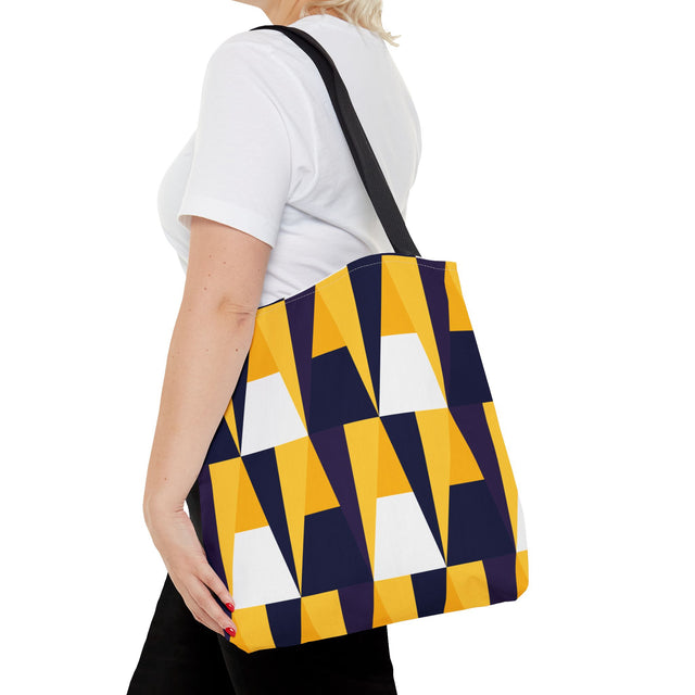 Geometric Yellow Navy Triangle Tote Bag — Modern Pattern AOP Tote